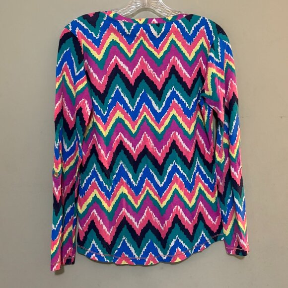 Lilly Pulitzer Zigzag Chevron Print Pima Cotton Long Sleeve Top — Small - Picture 2 of 6